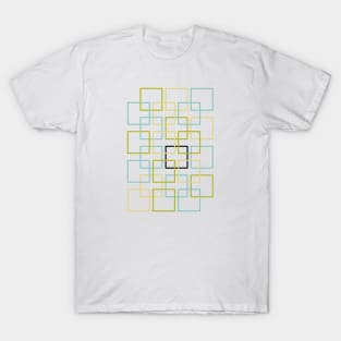 Interlocking Squares Blue Green Black Yellow T-Shirt